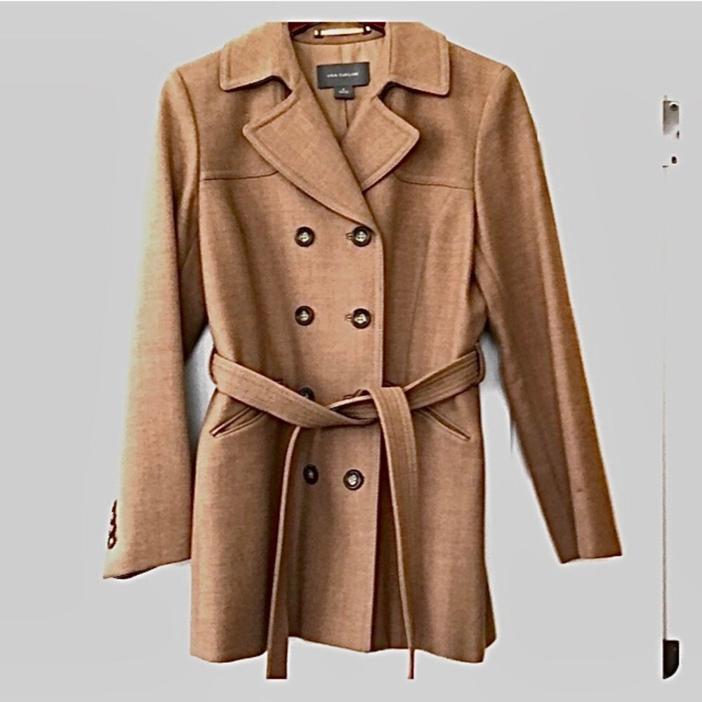 Ann Taylor camel 100 percent wool coat size M fit 6-8
